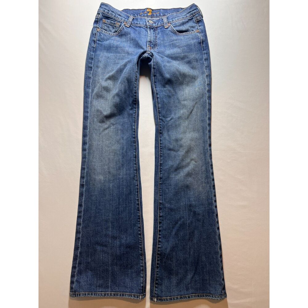 7 For All Mankind Jeans Womens 27 Blue Denim USA Flare Low Rise Blue Jeans